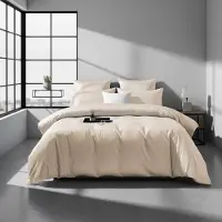 Sonstiges Bettwäsche Set 200x200 cm Braun Khaki Taupe Uni Baumwolle 3-teilig mit Reißverschluss 2 Kissenbezüge 80x80 cm