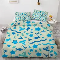 Sonstiges Bettwäsche-Set 155x220 cm 3-teilig Mikrofaser Anker Ozean Maritim Wendebettwäsche mit Reißverschluss 2 Kissenbezüge 80x80 cm