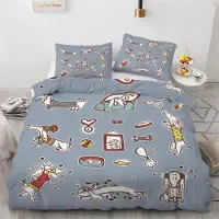 Sonstiges Bettwäsche-Set Dackel 200x200 cm 3-teilig Mikrofaser Wendebettwäsche mit Reißverschluss 3D Motiv