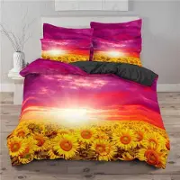 Sonstiges Bettwäsche Set 220x240cm mit 2 Kissenbezügen 80x80cm Gelb Blumen Mikrofaser