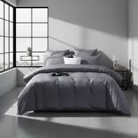 Sonstiges Bettwäsche 135x200 cm Mako Satin Hellgrau Anthrazit Baumwolle 2-teilig mit Reißverschluss und 80x80 cm Kissenbezug 100
