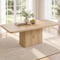Ninkear Ausziehbarer Esstisch 150/200x90cm, 6-8 Personen, Stauraum, Eichenfarbe (Oak)