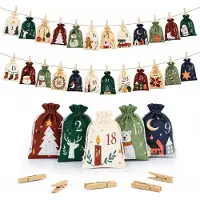 Sonstiges Adventskalender zum Befüllen 24 Säckchen Jute 13x18 cm mit Klammern & Juteschnur 2026