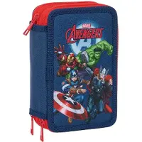 Safta Dreifaches Federmäppchen The Avengers Marineblau 12,5 x 19,5 x 5,5 cm 37 Stücke