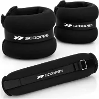 Scoopes Gewichtsmanschetten Gewichte für Handgelenke Hände Knöchel zum Trainieren für Fitnesstraining 2 X 2 kg Bodytone Schwarz
