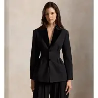 Ralph Lauren für Damen. 211B23763001 Einreihige Jacke mit Abnähern in Schwarz (38), Baumwolle, Klassisch