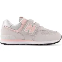 New Balance Unisex für Kinder. PV574V1 Leder 574 Core Hook & Loop grau Turnschuhe (32.5 W), Flach, Klettverschluss, Lässig, Kinderbekleidung