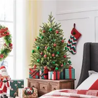 Yaheetech 91 cm Künstlicher Weihnachtsbaum mit 143 Zweigen & Betonfuß, Mini Weihnachten Tischdeko, feuerfest, grün