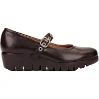 Wonders für Damen. C-33343_2525_5792 Leder Schuhe Fly 43 Schwarz (40), 1 bis 3 cm, Schnalle, Lässig