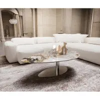 DELIFE Couchtisch Edge Organisch 140x76 cm Keramik Patagonia Poliert Vibany Edelstahl gebürstet