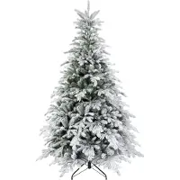 Youjia Weihnachtsbaum 180 cm, mit Kunstschnee, flammhemmend, schneller Auf- und Abbau, Metallbasis