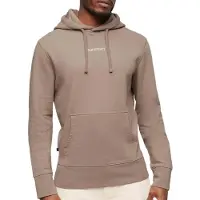 Superdry für Herren. M2013518A Locker sitzendes Kapuzensweatshirt mit beigem Microprint-Mikrologo-Druck (XL), Lässig, Sportlich, Baumwolle