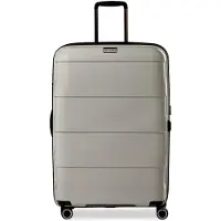 Markenlos Straw + Hartschalen-Koffer Trolley Koffer groß Reisekoffer, nachhaltig, 4 Rollen, erweiterbar, TSA-Schloss (Größe L, beige)