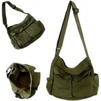 Markenlos Canvas-Umhängetasche für Damen und Herren, Vintage-Design mit mehreren Fächern, Reißverschluss, vielseitig kombinierbar, 40,6 x 33 x 15,2 cm, Schultertasche für Büro, Reisen und Schule