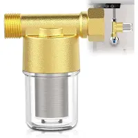 GOMETY Wasserfilter 1/2 Zoll Vorfilter 40μm Edelstahl 304 Messinggehäuse PC-Gehäuse