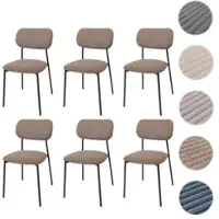 Mendler 6er-Set Esszimmerstuhl HWC-O26, Küchenstuhl Polsterstuhl Stuhl, Cord (330g/m²) Stoff/Textil Metall taupe