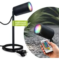 Longlife LED Gartenstrahler mit Erdspieß rund schwarz - Größe: Lang GU10 - Lichtfarbe: RGB+CC...