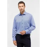 Eterna Langarmhemd "COMFORT FIT", Herren, Gr. 43, Normalgrößen, blau (mittelblau), 100% cotton, normal, Manschette, Hemden Langarmhemd, NON IRON (bügelfrei)