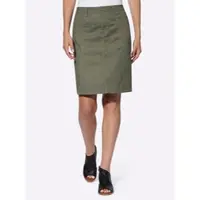 HEINE Sommerrock , Damen, Gr. 48, grün (khaki), 67% Baumwolle, 30% Lyocell, 3% Elasthan, unifarben, kurz, Röcke Sommerrock