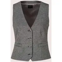 MADELEINE Kurzweste "Weste Jerseyweste im Anzugstil", Damen, Gr. 38, grau (steingrau, melange), Modern, regular fit, V-Ausschnitt, Westen Kurzweste