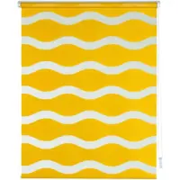 K-Home Doppelrollo "Welle", gelb, B:100cm H:200cm, Polyester, Rollos, Doppelrollo, im Festmaß