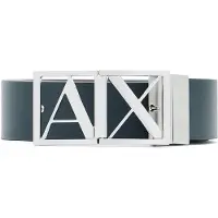 Armani Exchange für Herren. XM002664AF22854MB349 Glatter Ledergürtel mit marinefarbener Logo-Schnalle (OSFA), Lässig