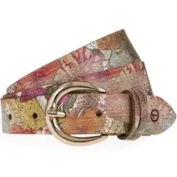 Tamaris Ledergürtel "Cecilia Gold", Damen, Gr. 115, bunt (multicolour, gold), Rindsleder, geblümt, mehrfarbig, Gürtel Ledergürtel, mit 3 cm Breite, aus Rindsleder, im Metallic-Design oder Animal-Look