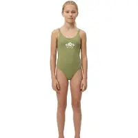 Roxy Badeanzug "Solid Active One-Piece", Kinder, Gr. 10(140-148cm), grün (olivgrün), Recycling-Polyester, Badeanzüge Badeanzug