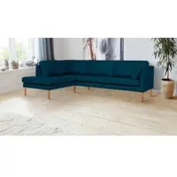 Andas Ecksofa "Grenzda, L-Form", blau, B:255cm H:88cm T:196cm, Struktur (100% Polyester), Sofas, Ecksofa, mit Holzfüßen