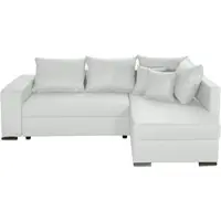 Collection Ab Ecksofa "John L-Form, B: 226 cm, Schlaffunktion & Bettkasten", weiß, B:226cm H:40cm T:160cm, 100%poliester, Sofas, Ecksofa, Regalelement mit Licht, Couch mit Federkern, 2 Zierkissen