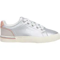 Pepe Jeans für Frauen/Mädchen. PGS300004 Turnschuhe Kenton Galactic silber (32), Flach, Schnürung, Lässig, Kinderbekleidung