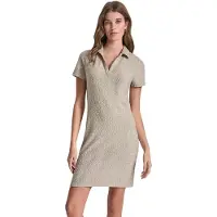 DKNY Logo Jacquard Split Neck Polo Kurzarmkleid