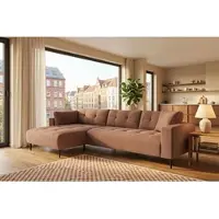 Trends by HG Ecksofa "Leo, B: 309, in Cord und Chenille", braun (b740 vinci 42 apricot), B:309cm H:79cm T:158cm, 95% Polyester;5% Polyamide, Sofas, Ecksofa