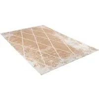 Tom Tailor Teppich HOME "Fine Lines" Gr. 6, gold (goldfarben), B:190cm H:5mm L:290cm, Wolle, Teppiche, Teppich, Flachgewebe, Rauten Design, ideal im Wohnzimmer & Schlafzimmer