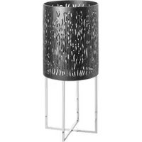 Fink Bodenwindlicht "BACCUS", silber (schwarz, silberfarben), H:82cm Ø:36cm, Edelstahl, Eisen, Kerzenhalter, Bodenwindlicht, Kerzenhalter, Dekoobjekt, schwarz pulverbeschichtet