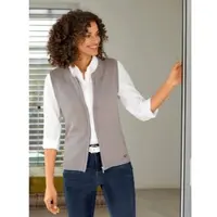 Casual Looks Strickweste , Damen, Gr. 50, grau (taupe, meliert), 50% Baumwolle, 50% Polyacryl, unifarben, Westen Strickweste