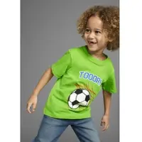 Kidsworld T-Shirt "Fußball-Print: TOOOR", Jungen, Gr. 116/122, grün, Jersey, Obermaterial: 100% Baumwolle, Basic, Shirts T-Shirt, Kurzarm, Basic-Passform, mit Statements/Sprüchen