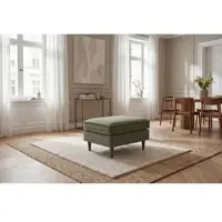 Otto Home Polsterhocker "Pinto Skandi", grün, B:76cm H:45cm T:56cm, 100% Polyester, Hocker, Polsterhocker, mit Keder, Massivholzfüße Eiche geräuchert