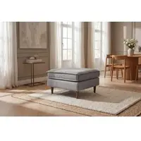 Otto Home Polsterhocker "Pinto Skandi", grau, B:76cm H:45cm T:56cm, 100% Polyester, Hocker, Polsterhocker, mit Keder, Massivholzfüße Eiche geräuchert