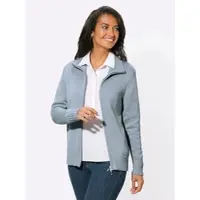 Witt Strickjacke "Strickjacke Strickjacke mit 2-Wege-Reißverschluss", Damen, Gr. 52, grau (eisblau), Sportlich, gerade, Strickjacken Strickjacke