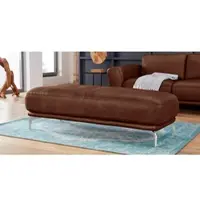W.Schillig Hocker "montanaa", braun (tobacco z69), B:141cm H:42cm T:61cm, Hocker, Hocker, mit Metallfüßen in Chrom glänzend, Breite 141 cm