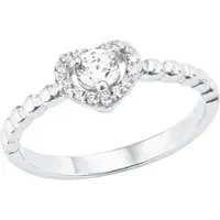 Amor Silberring "Herz" Gr. 17, silber (silberfarben, kristallweiß), Fingerringe, Damen, 17, Silber 925 (Sterlingsilber), Silberring, mit Zirkonia (synth.)