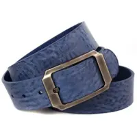 Anthoni Crown Ledergürtel , Herren, Gr. 95, blau, Leder, unifarben, Gürtel Ledergürtel, Vollledergürtel mit Schließe in schwarz-Metallic