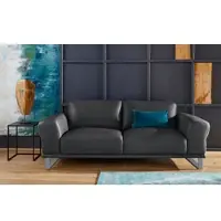 W.Schillig 2,5-Sitzer "montanaa elegant & edel, bequem, Federkernunterfederung", schwarz (schwarz z59), B:212cm H:78cm T:94cm, Sofas, 2 5-Sitzer, mit Metallkufen in Silber matt, Breite 212 cm