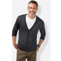 Marco Donati Cardigan , Herren, Gr. 52, grau (anthrazit, meliert), 100% Schurwolle, unifarben, Strickjacken Cardigan