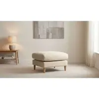 Otto Home Pouf "Finnian", beige, B:70cm H:47cm T:70cm, Holz teilmassiv, Poufs, Pouf, Polsterhocker 70x70 cm, Chenille, Massivholzfüße