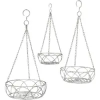 Ambiente Haus Hängekorb "Eisen Hängerregal 3er Set in Weiß/Braun", braun (weiß, braun), B:30cm H:10cm T:30cm, Eisen, Aufbewahrungsboxen, Hängekorb