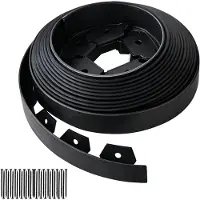 Relaxdays Rasenkante, 10 m x 5 cm, Kunststoff, flexible Beeteinfassung, 30 Erdanker, Umrandung für Beet & Rasen, schwarz