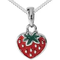 Ostsee-Schmuck Kette mit Anhänger "- Erdbeere - Silber 925/000 -" Gr. 36, rot, Schmuck_Sets, Damen, Silber 925 (Sterlingsilber), Kette mit Anhänger