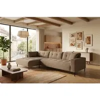 Trends by HG Ecksofa "Leo, B: 309, in Cord und Chenille", beige (b809 zoom 4 toffee), B:309cm H:79cm T:158cm, 92% Polyester;8% Nylon, Sofas, Ecksofa